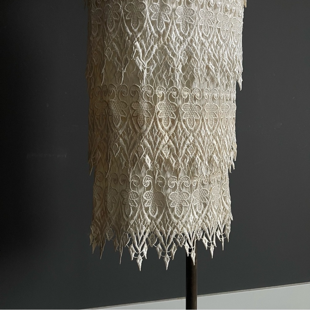 Vintage Cattiva New York Ivory Lace Midi Dress City Elopement Bride Art Deco 20s - Picture 3 of 7